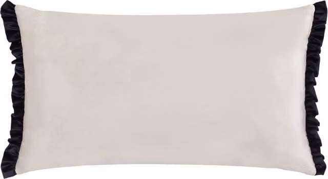 Make It A Home Tilly Rectangular Velvet Cushion in Black and White with Feather and Polyester Filling