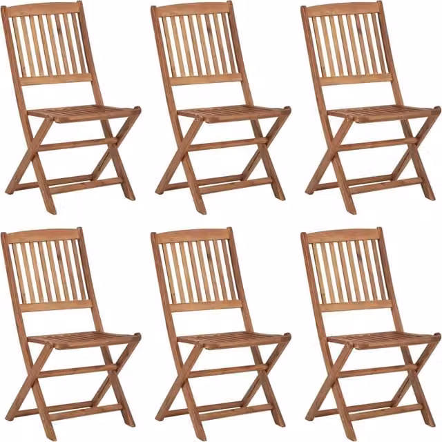Berkfield Home Set of 6 Folding Outdoor Chairs in Brown Oiled Solid Acacia Wood