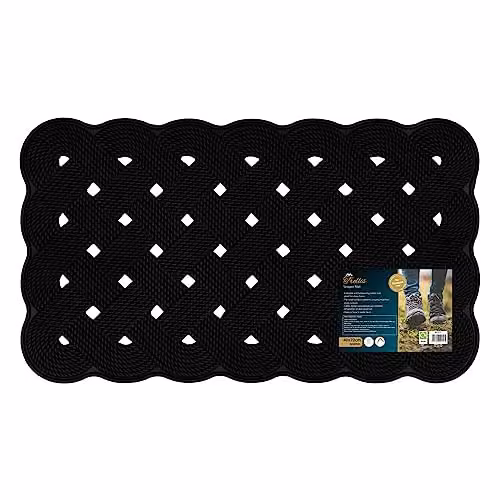 JVL Trellis Rubber Scraper Doormat, Black, W: 40 cm, D: 70 cm