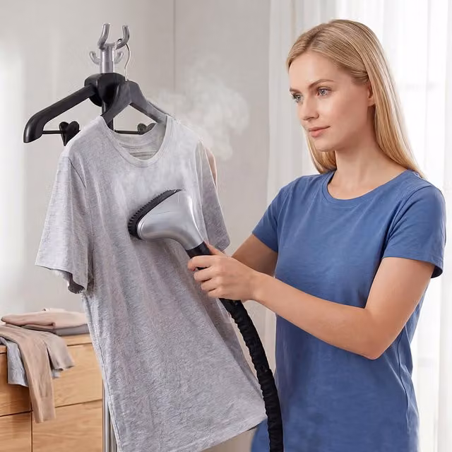 Spector Blue Upright Vertical Garment Steamer with Stand, H 175 x W 31 x D 31 cm