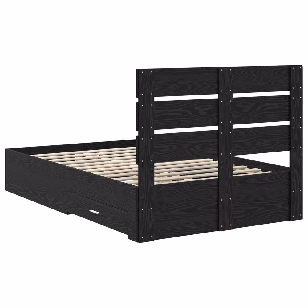 Berkfield Home Modern Bed Frame with Drawers in Black Oak, Engineered Wood, W: 120 cm, L: 190 cm – 4