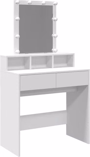 Berkfield Home Modern White Dressing Table with Hollywood LED, W/D/H: 80 x 41 x 144.5 cm