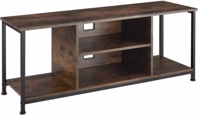 tectake TV Stand Lowboard Cabinet in Brown with 4 Compartments and Adjustable Shelf, Width: 110 cm – 1