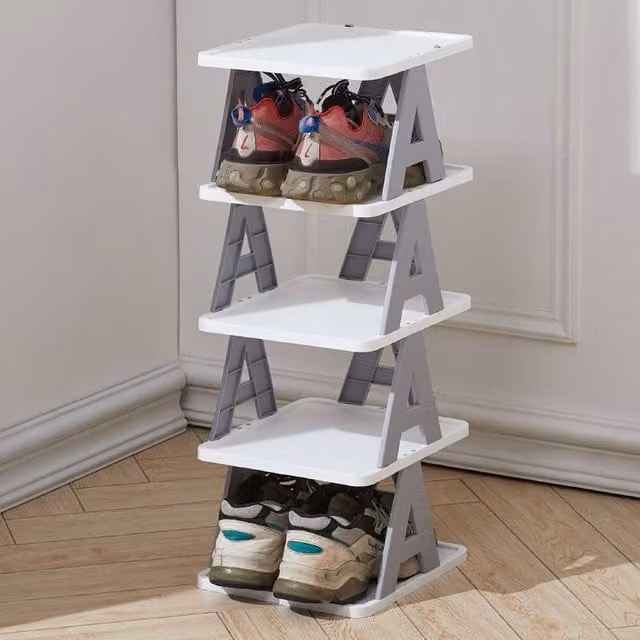 Living and Home 5-Tier Corner Vertical Shoe Rack in White
