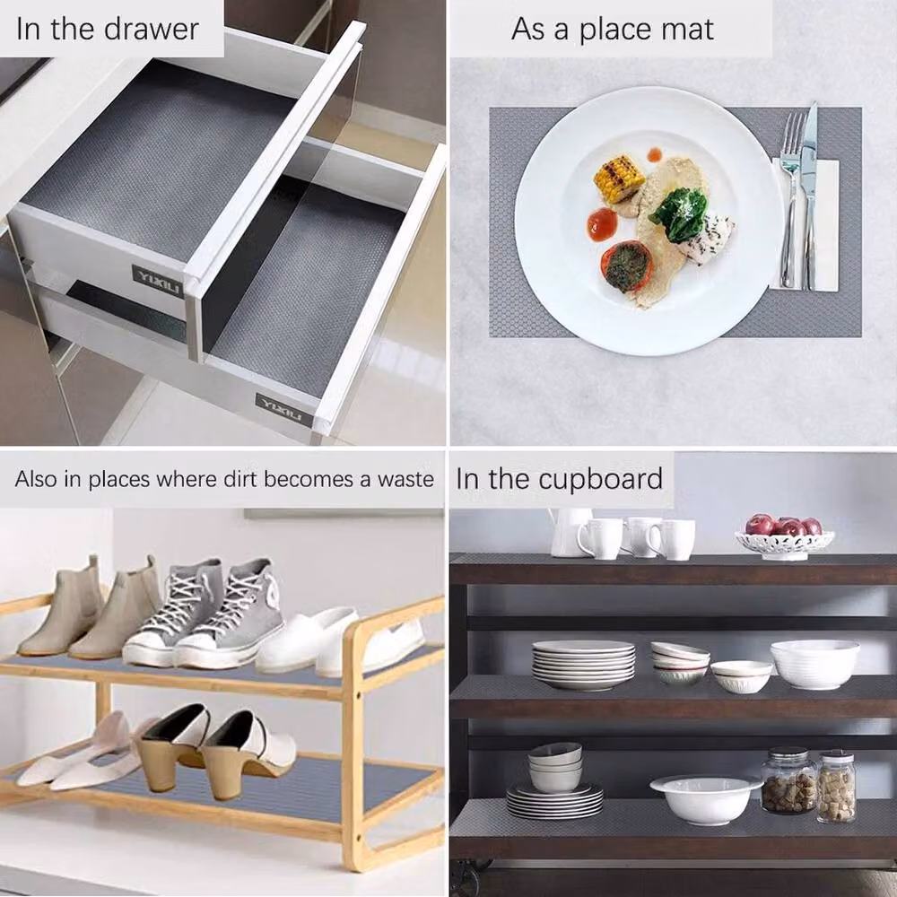 NESTLUNE Grey Waterproof Non-Slip Plastic Drawer Liner Bulk Roll, W: 52 cm, L: 2000 cm – 3