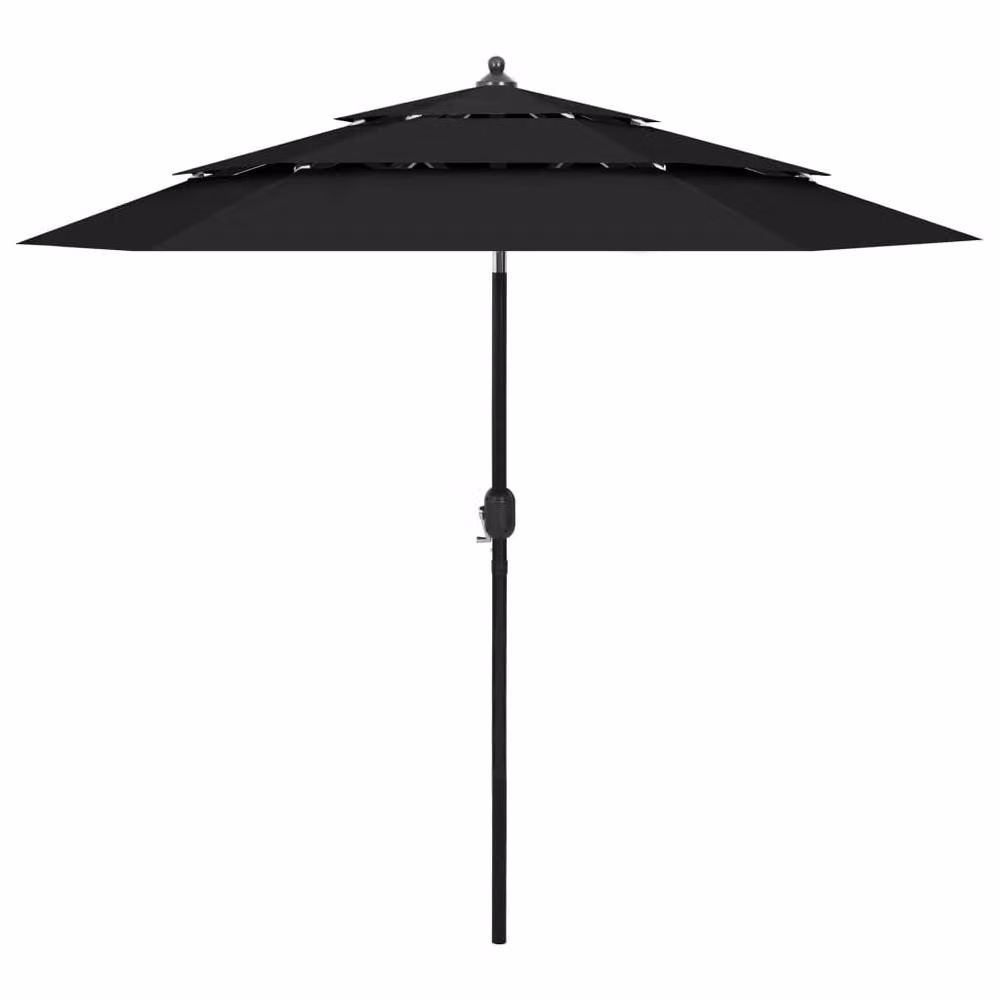 Berkfield Home 3-Tier Garden Parasol with Aluminium Pole, Black, Diameter: 250 cm – 1