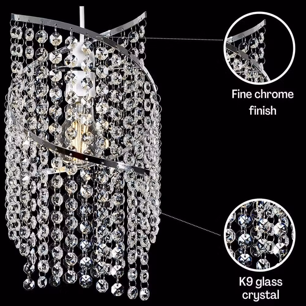 EONLION K9 Crystal Beaded Spiral Cylinder Lamp Shade in Clear and Black – 2