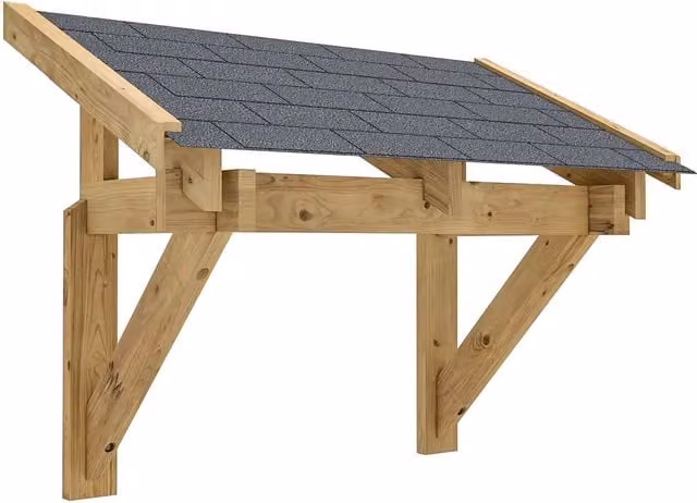 Dunster House Wooden Pent Roof Porch Canopy in Brown