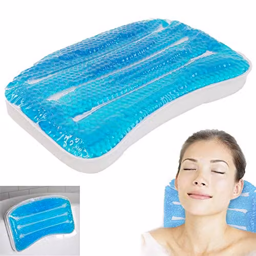MANTRARAJ Cooling Gel Bath Tub Spa Pillow in Blue for Head, Neck and Shoulder Support