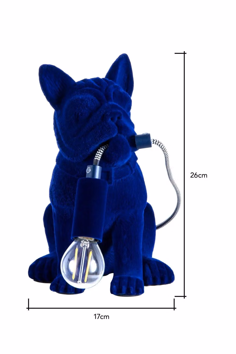 BHS Lighting Fred Boston Terrier Ceramic Table Lamp in Blue with Fabric Shade and LED Bulb Included – 3