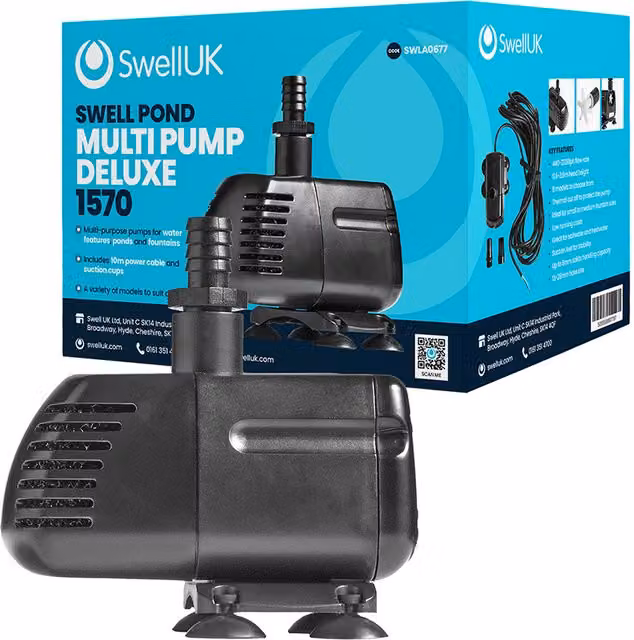 Swell UK Multi Pump Deluxe Fountain Pump in Black, Diameter: 11 cm