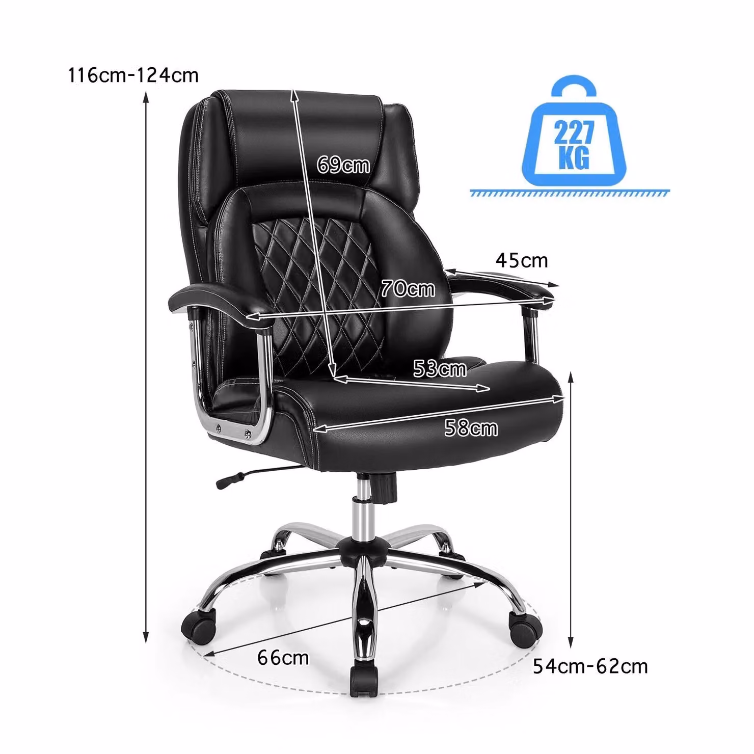Costway Modern Executive Office Chair in Black with PU Leather Upholstery and Headrest – 2