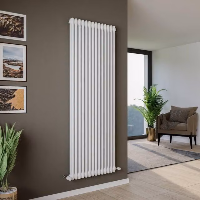 Agadon Kylo 2 Column Radiator in White, H 180 cm x W 47 cm