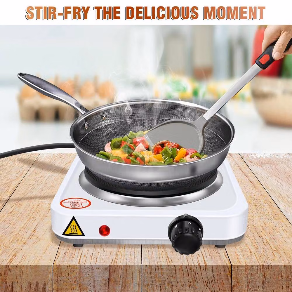 FLAVORA Single Portable Hot Plate Cooker with 5 Heat Levels in White – 3