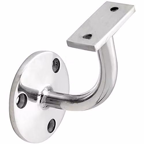 Loops Heavyweight Wall Mounted Handrail Bannister Bracket in Polished Chrome