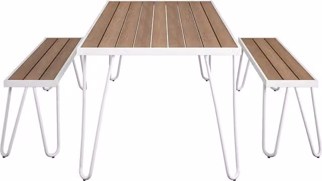 Novogratz Paulette Retro Table and Bench Set in White