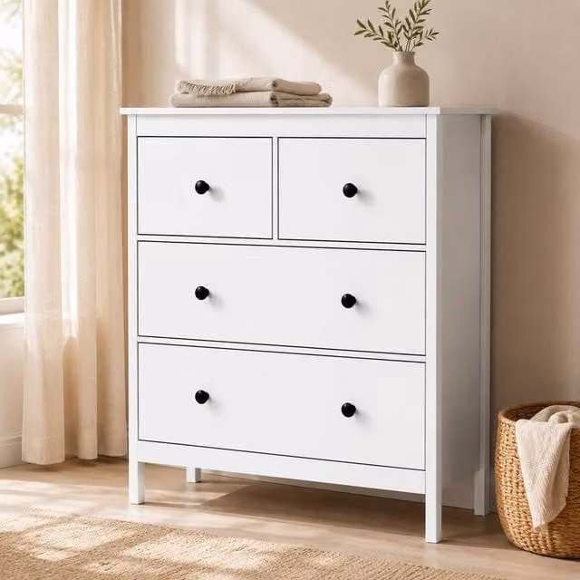 STILVORA White Wall Mounted Chest of Drawers with 4 Drawers