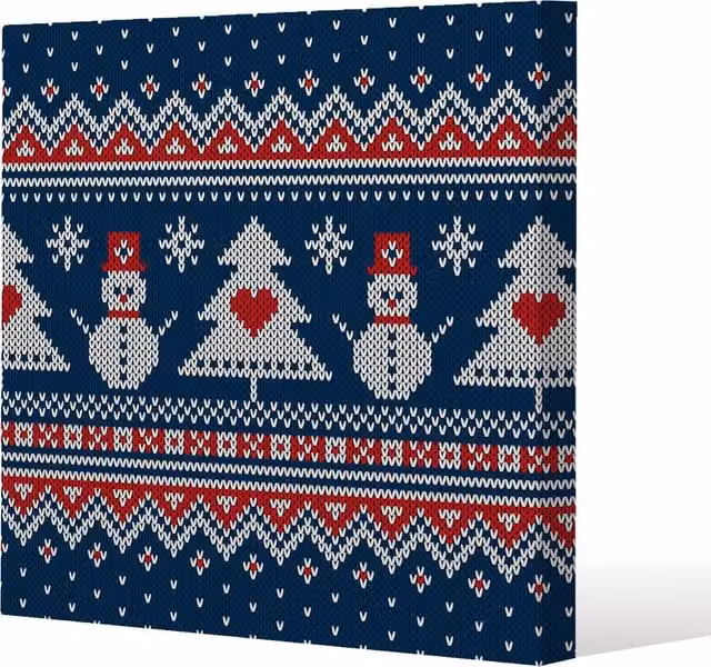 Benjamin Tate Design LTD Winter Holiday Sweater Design Gallery Canvas Wall Art in Blue, Width: 77 cm