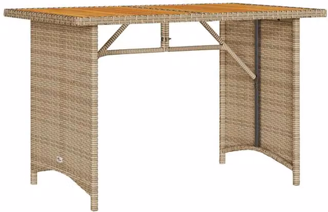 Berkfield Home Garden Table with Acacia Wood Top in Beige, W: 110 cm, D: 68 cm, H: 70 cm – 1