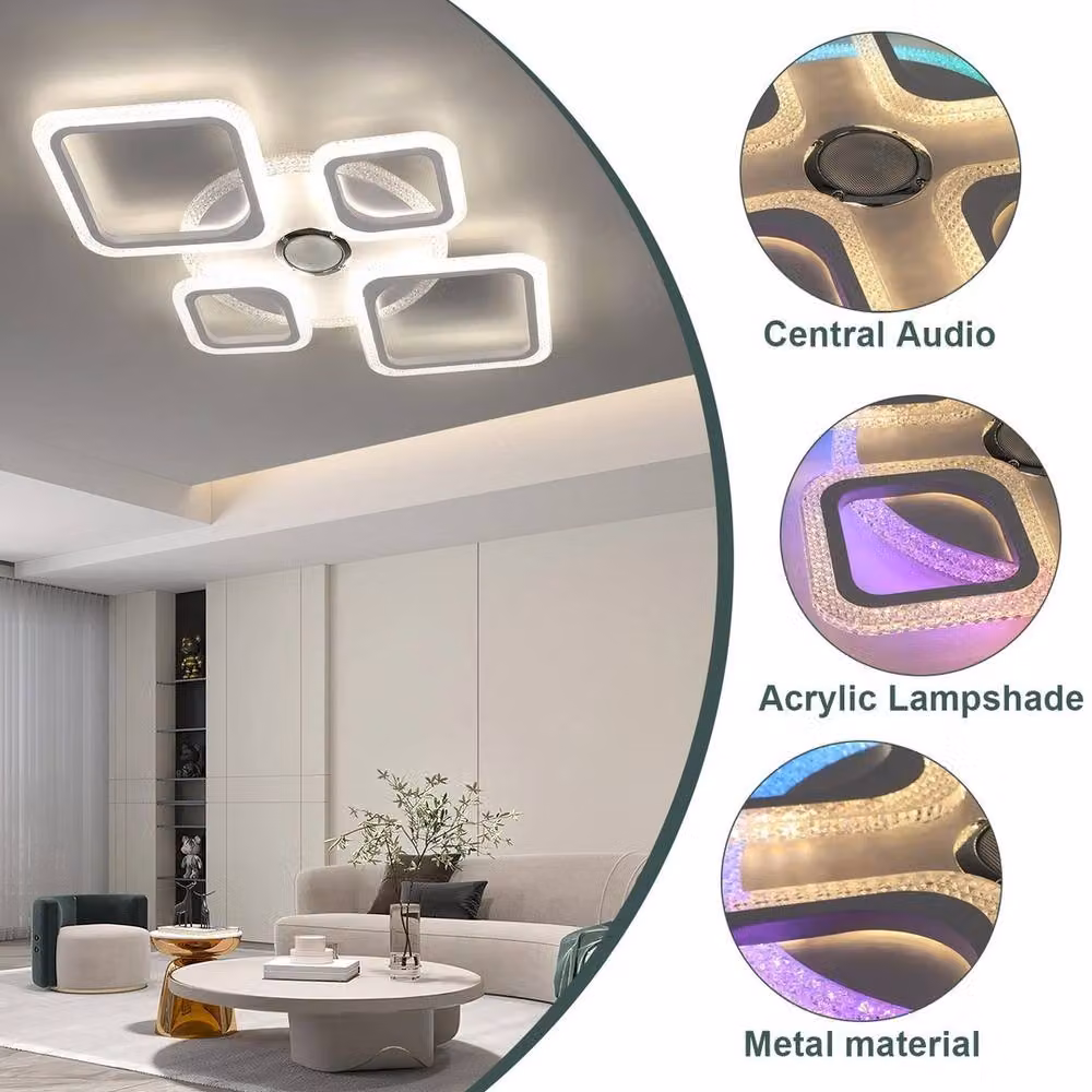 NESTLUNE RGB Dimmable Ceiling Lamp with Bluetooth Speaker in White and Multicolour – 2