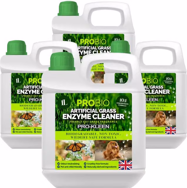 ProKleen ProBio Artificial Grass Cleaner Probiotic Based Deodoriser and Odour Eliminator, Fresh Cut Grass Fragrance, 4 x 1 l