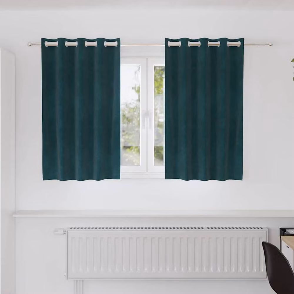 Berkfield Home Dark Green Velvet Blackout Curtains with Eyelets, 2 Pack – 2
