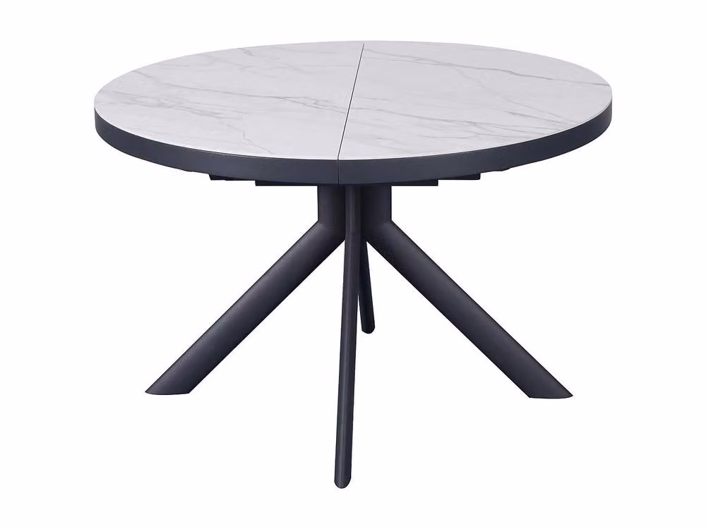 Vente-unique Modern Round Extendable Dining Table in White Ceramic, MDF and Metal for 4 to 6 People – 2