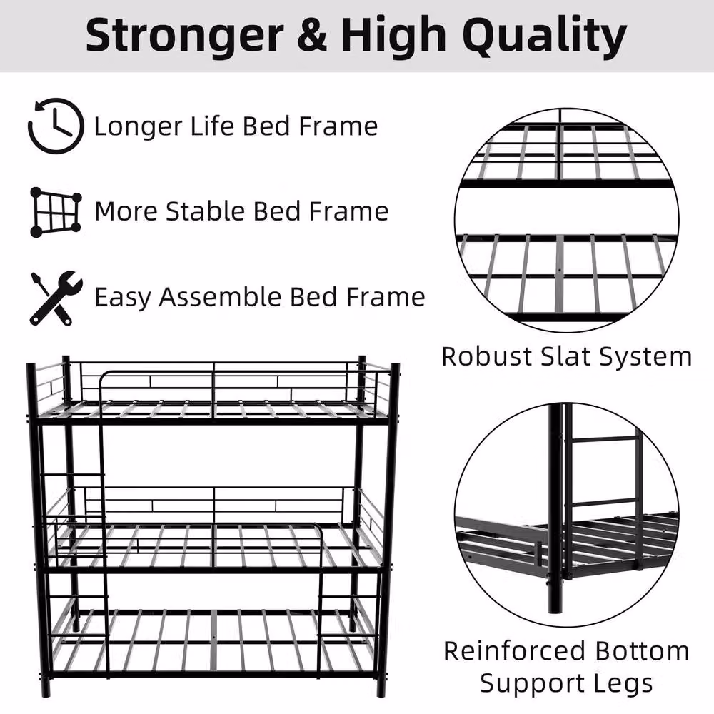 STILVORA Modern Metal Junior Bed Frame in Black – 5