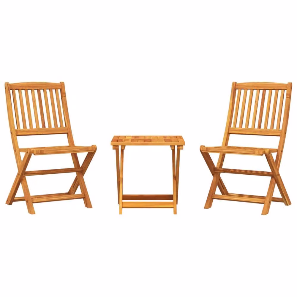 Berkfield Home 3 Piece Folding Garden Dining Set in Brown Oiled Solid Acacia Wood – 2