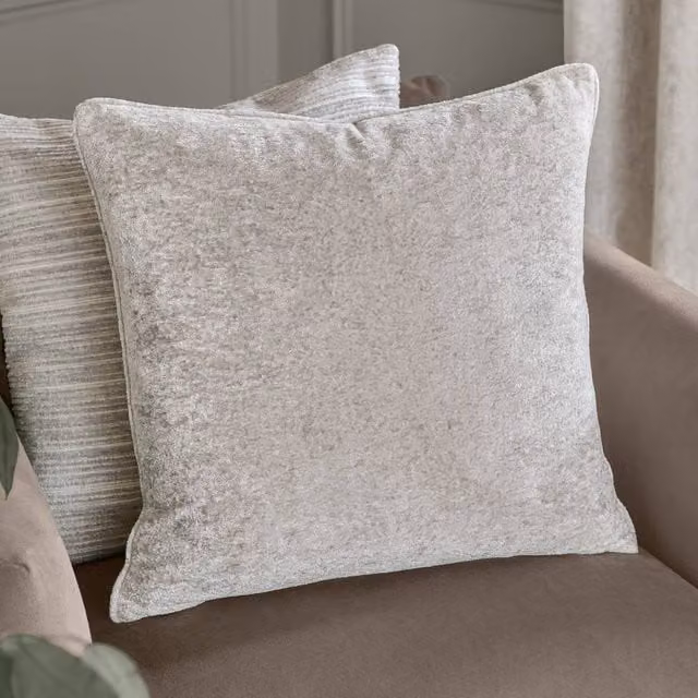 Paoletti Lustre Crushed Velvet Square Decorative Cushion in Silver, W/D/H: 50 x 50 x 50 cm – 1