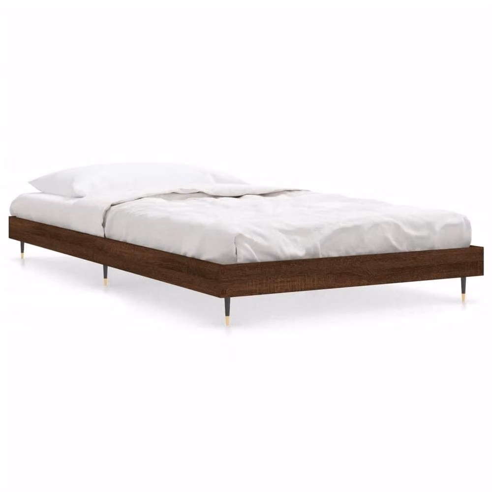 Berkfield Home Durable Bed Frame in Brown Oak, W/D/H: 100 x 200 cm – 2