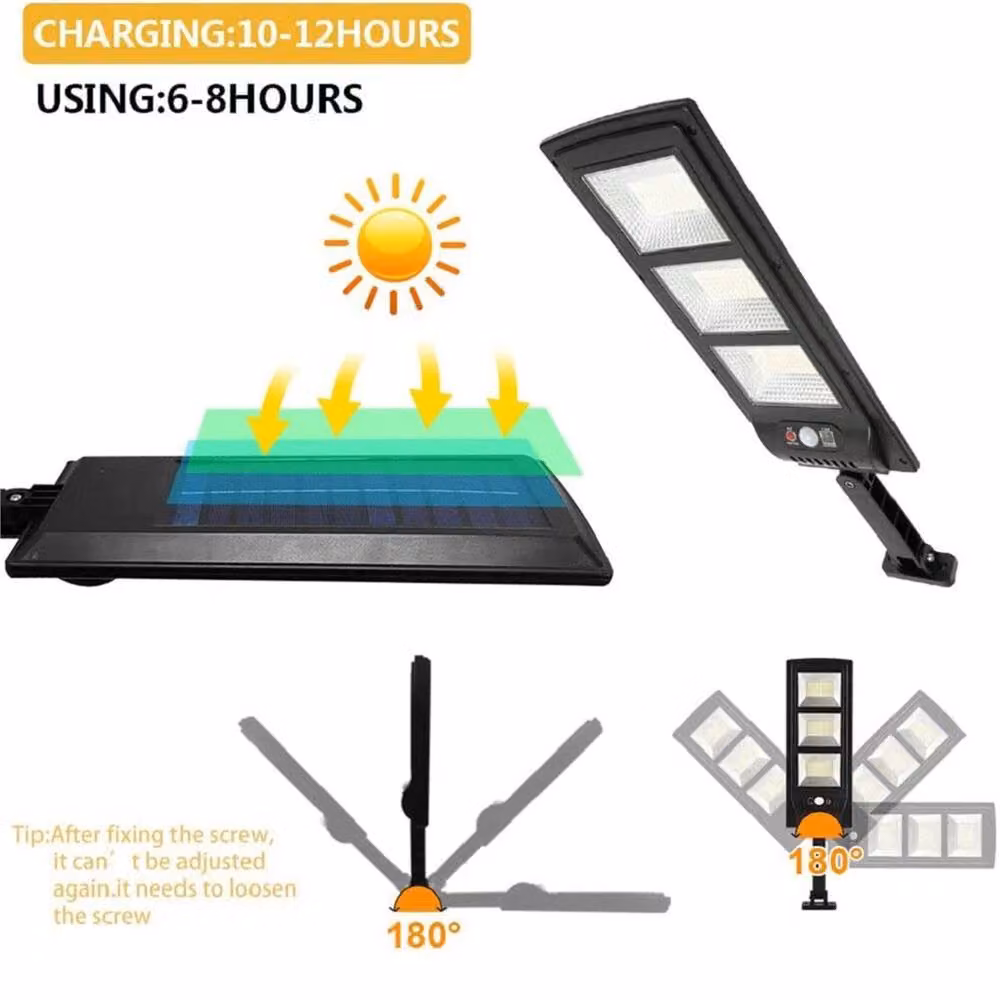 VOGREX Black Outdoor Solar LED Floodlight with Motion Sensor and Dusk to Dawn Function – 3