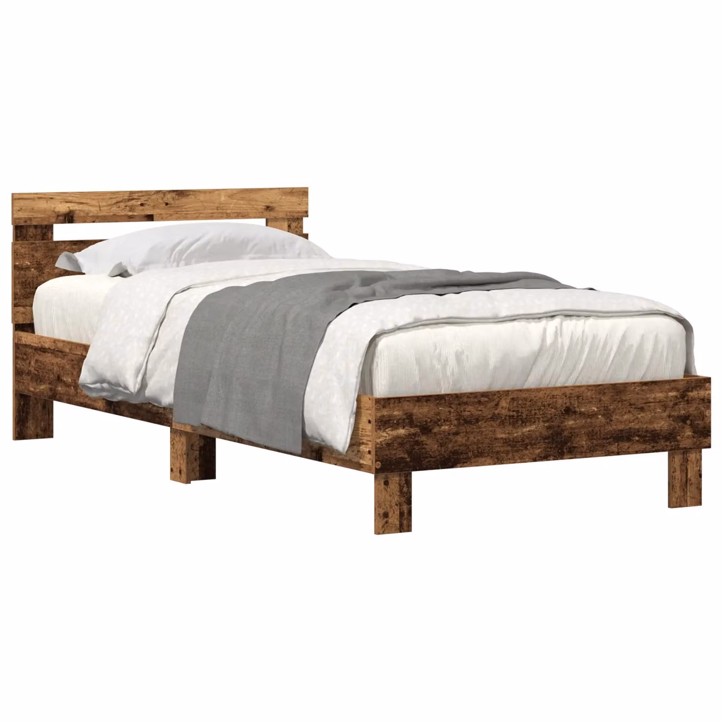 Berkfield Home Rustic Brown Engineered Wood Bed Frame with Under-Bed LED Lighting, W: 75 cm, L: 190 cm – 2