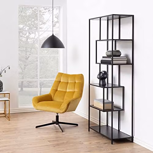 Furniture To Go Seaford Tall Black Metal Bookcase with 5 Shelves, H 185 x W 35 x D 35 cm – 2