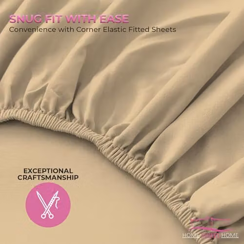 Snug City Microfibre Soft Touch Fitted Sheet Beige Small Double W/D/H: 120 x 200 x 25 cm – 3