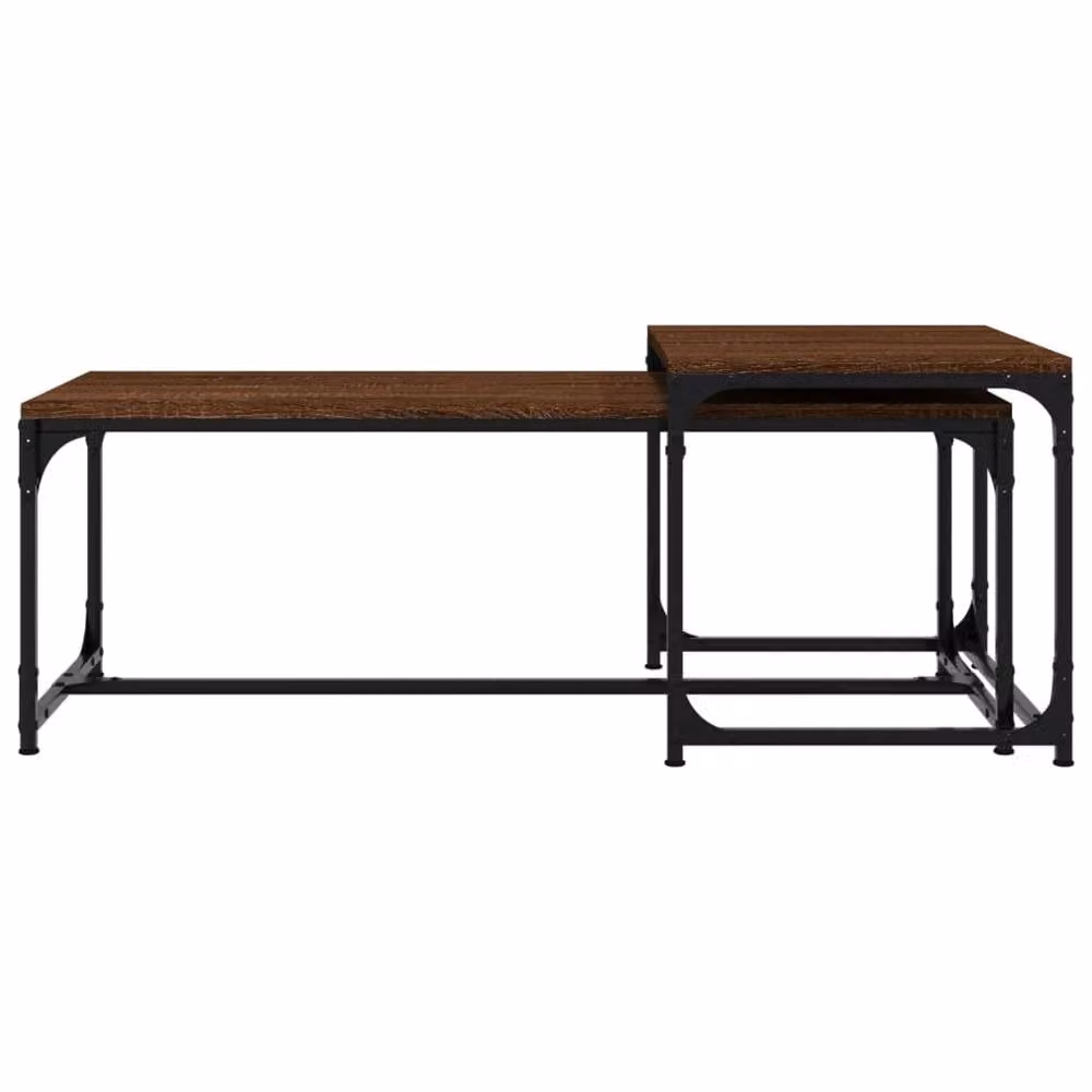 Berkfield Home Set of 2 Nested Coffee Tables in Brown Oak – 3