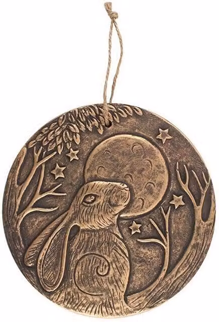 Lisa Parker Something Different Hare Ceramic Wall Plaque in Bronze and Copper, Diameter: 20.5 cm