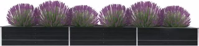 Berkfield Home Garden Galvanised Steel Raised Bed in Anthracite Black, W: 480 cm, D: 80 cm, H: 45 cm