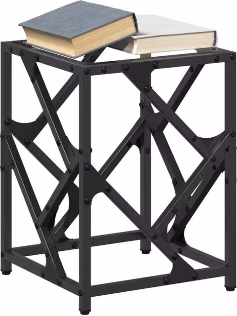 Berkfield Home Modern Square Coffee Table with Transparent Glass Top and Black Steel Frame, W/D/H: 30 x 30 x 41 cm