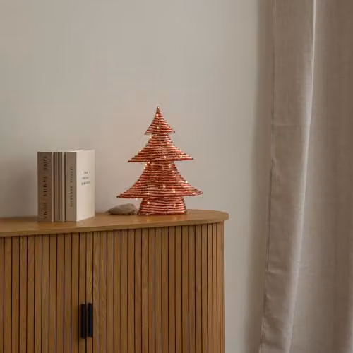 Samuel Alexander Red and Gold Tabletop Christmas Tree Decoration with Warm White LEDs, Height: 40 cm – 2