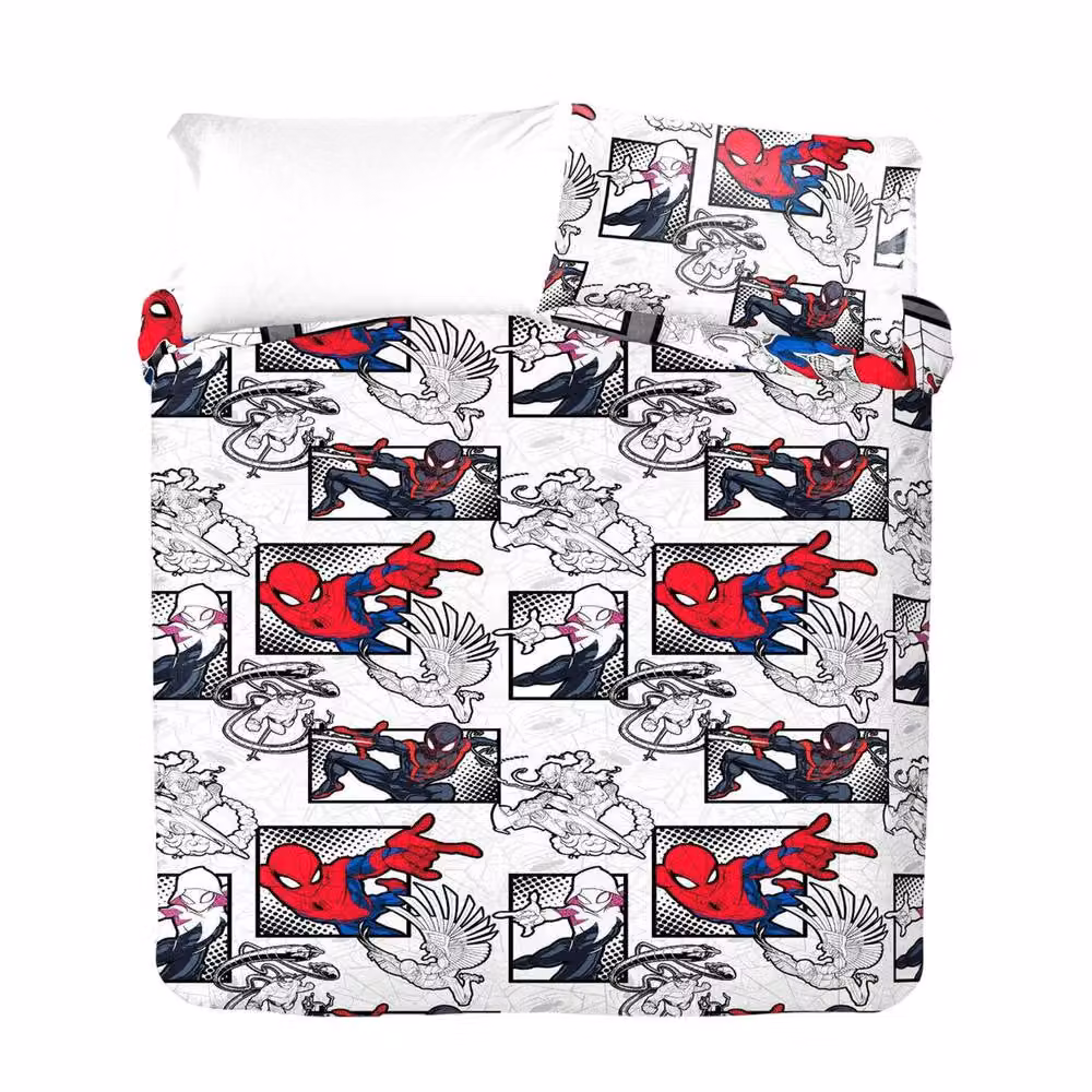 Spider-Man Reversible Graphic Duvet Cover and Pillowcase Set, Multicolour, W: 90 cm, L: 200 cm – 2