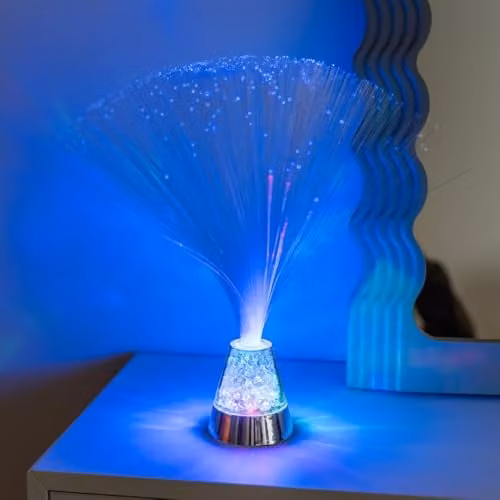 ValueLights Ice Cube RGB LED Fibre Optic Table Lamp in White and Multicolour – 1