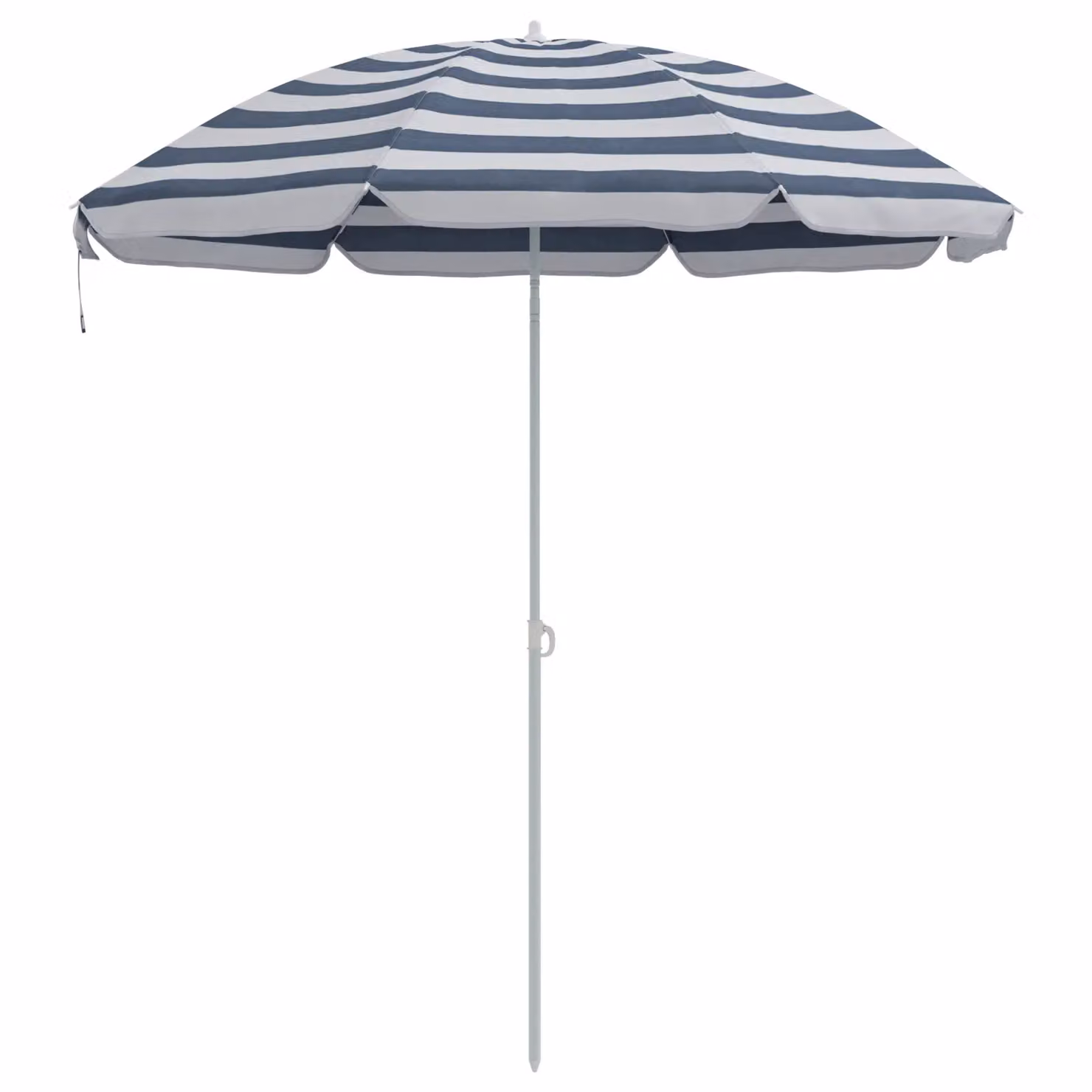 Berkfield Home Blue and White Striped Maritime Beach Parasol with Metal Pole, W: 161 cm, D: 193 cm – 2