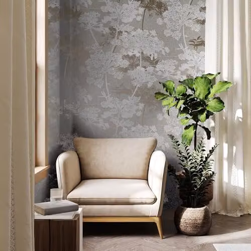 Super fresco Meadow Floral Botanical Wallpaper in Sand – 2