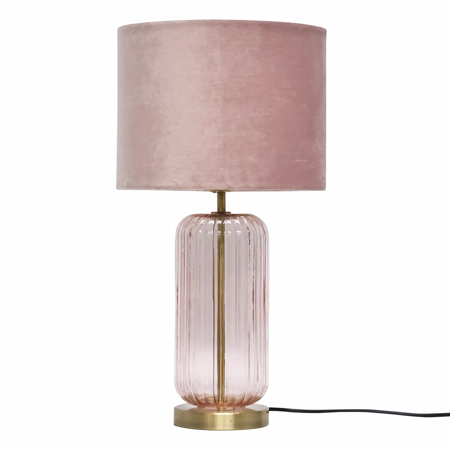 First Choice Lighting Walpole Set of 2 Blush Pink Glass and Antique Brass Table Lamps in Bronze, Height: 49 cm – 2