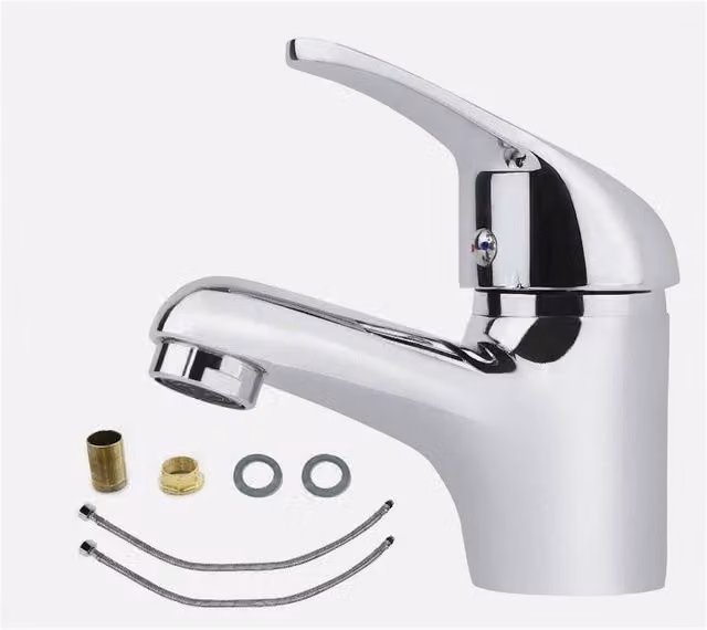 Nordara Modern Single Lever Basin Sink Mixer Tap in Silver Chrome