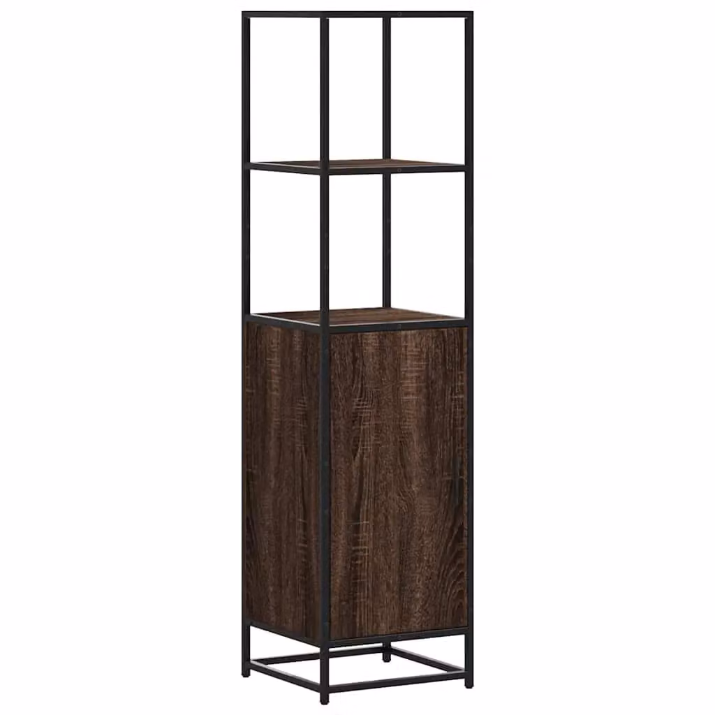 Berkfield Home Brown Oak Highboard in Engineered Wood and Metal, W/D/H: 35.5 x 35.5 x 139 cm – 2