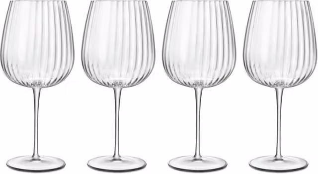 Bormioli Rocco Set of 4 Transparent Striped Cocktail Glasses