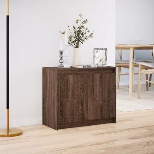vidaXL Modern Sideboard with Integrated LED Lighting in Brown Oak, W/D/H: 72 x 34 x 61 cm – 2