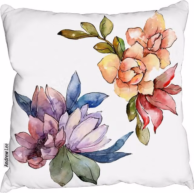 Andrew Lee Rainbow Flowers Floral Cushion, White, W: 60 cm x D: 60 cm